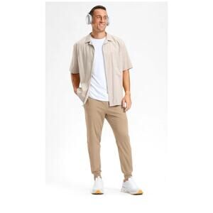 G.Gradual Jogger Pants Tan Athletic Zip Pocket Stretch Drawstring Men’s Size L